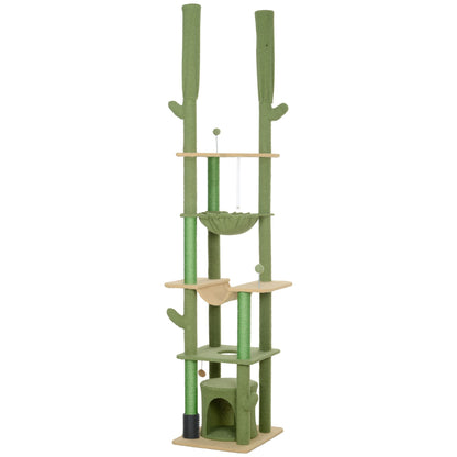 Floor to Ceiling Cat Tree, Cat Climbing Tower with Grooming Brush