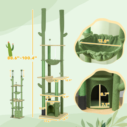 Floor to Ceiling Cat Tree, Cat Climbing Tower with Grooming Brush