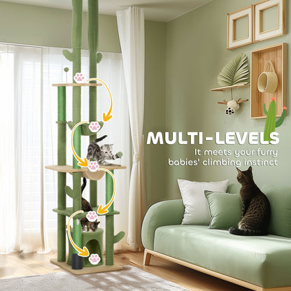 Floor to Ceiling Cat Tree, Cat Climbing Tower with Grooming Brush