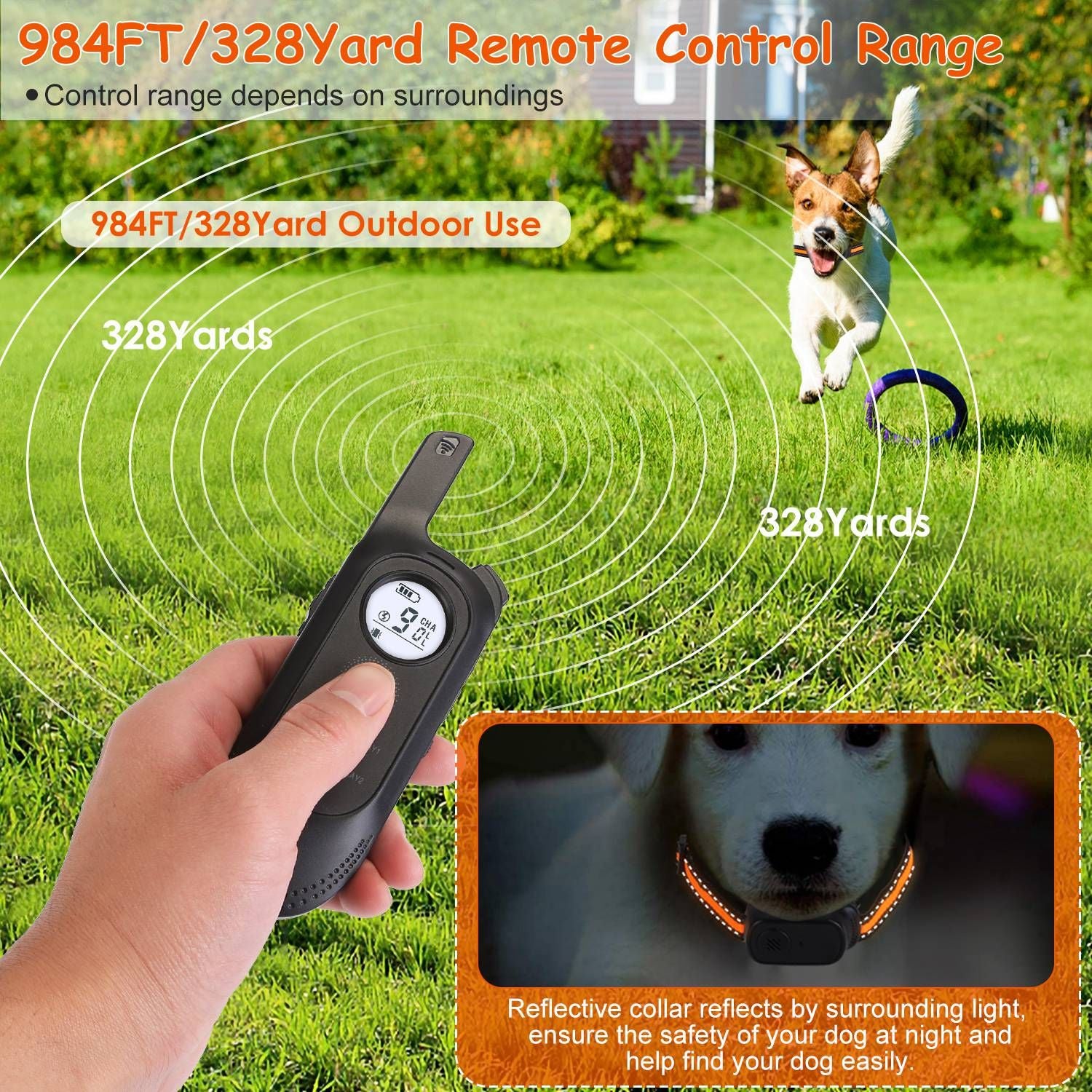 984FT Dog Training Collar IP65 Waterproof Pet Beep Vibration