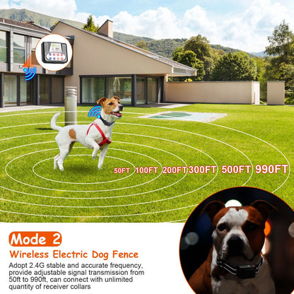 990FT Range Dog Wireless Fence Remote Training Collar IPX6