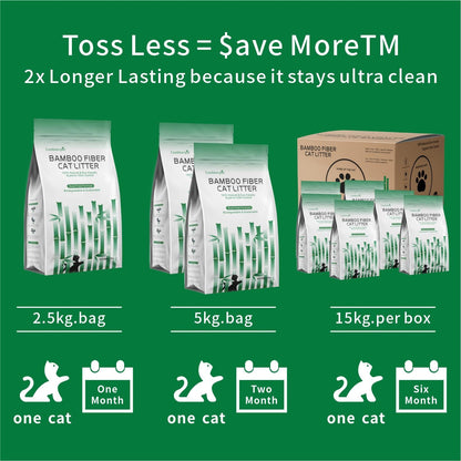 Bamboo Fiber Cat Litter 5kg, Natural Clumping Cat Litter with Odor