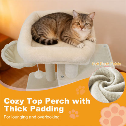 Beige 33.5" Multi-Level Cat Tree with 2-Tier Condo, Sisal