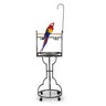 Bird Stand Rack with Solid Wood Perch, Feeding Bowls, Waste Tray