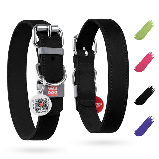 Black Long Lasting Leather Dog Collar for Medium Small Dogs 8-11