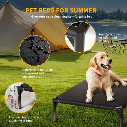 Breathable Raised Oxford Pet Bed Fits Small to Large Dogs