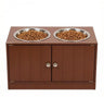Brown Elevated Dog Bowls with Storage Cabinet Raised Dog Bowl Stand