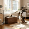 Brown Elevated Dog Bowls with Storage Cabinet Raised Dog Bowl Stand