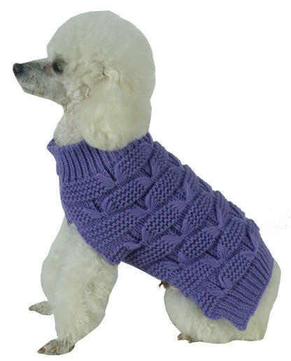 Butterfly Stitched Heavy Cable Knitted Fashion Turtle Neck Dog