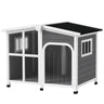 Cabin-Style Wooden Dog House for Large Dogs with Openable Roof &