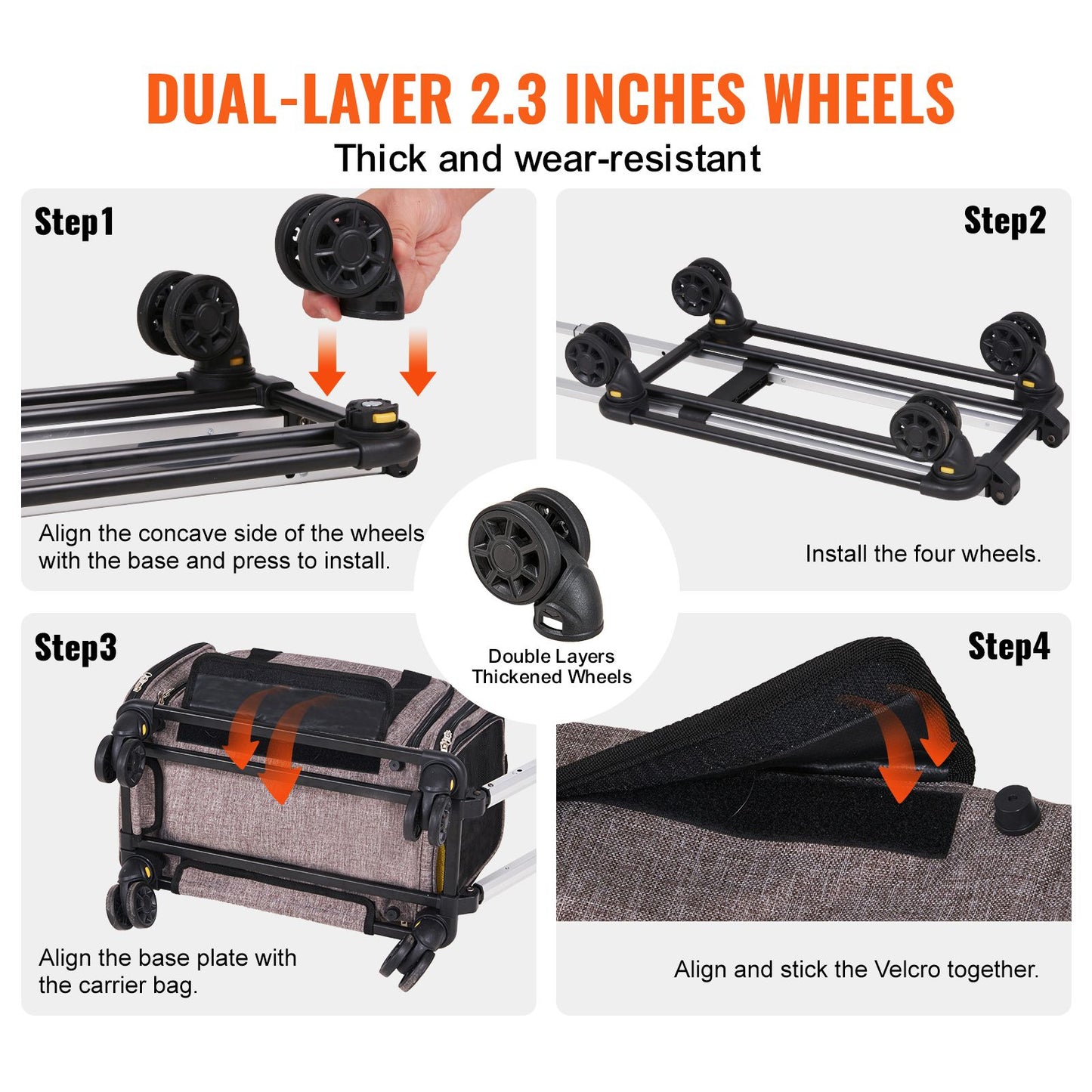 Cat Carrier with Wheels, Airline Approved Rolling Pet Carrier