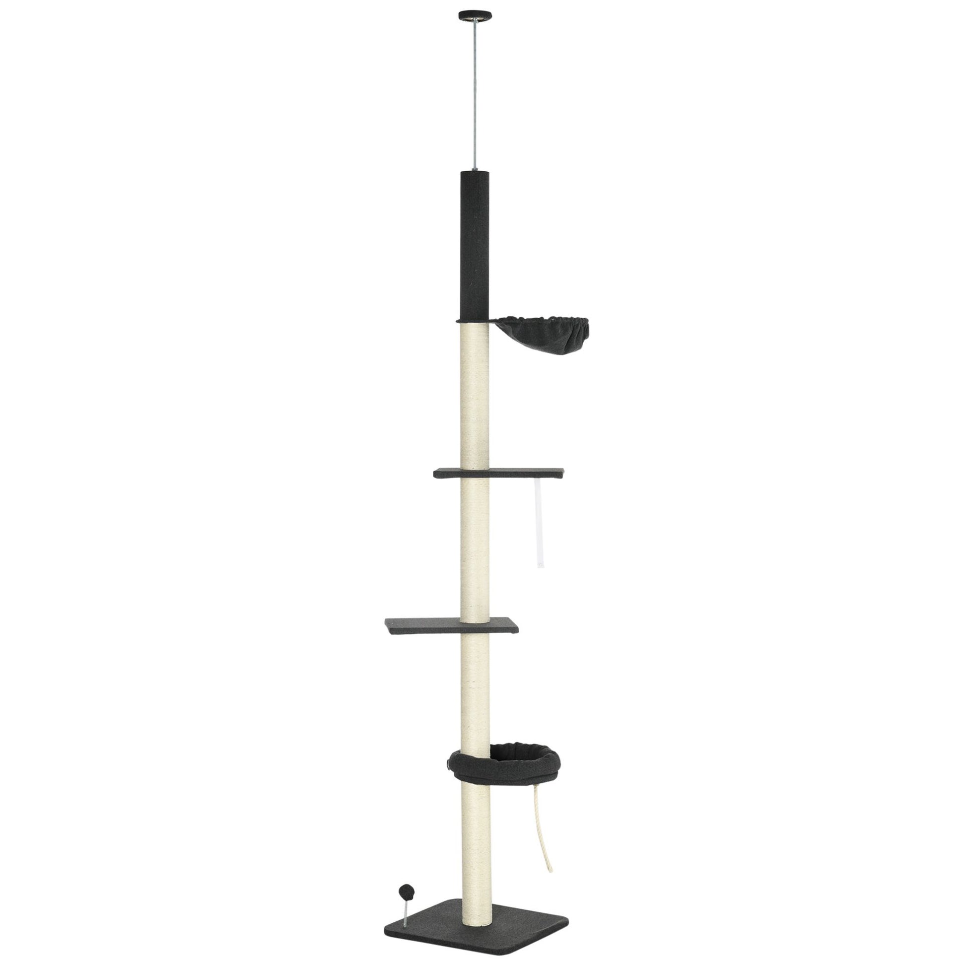 Cat Climbing Tower Floor to Ceiling 5-Tier Adjustable 95' '