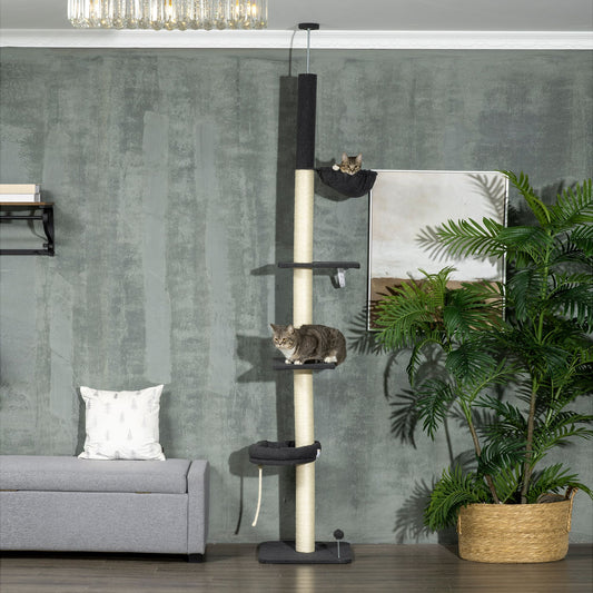 Cat Climbing Tower Floor to Ceiling 5-Tier Adjustable 95' '