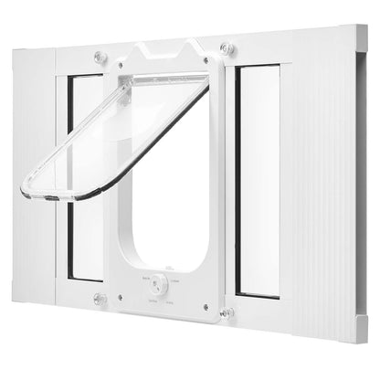 Cat Door for Window, Adjustable to Fit Window Width 23, 4 Secure
