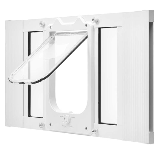 Cat Door for Window, Adjustable to Fit Window Width 23, 4 Secure