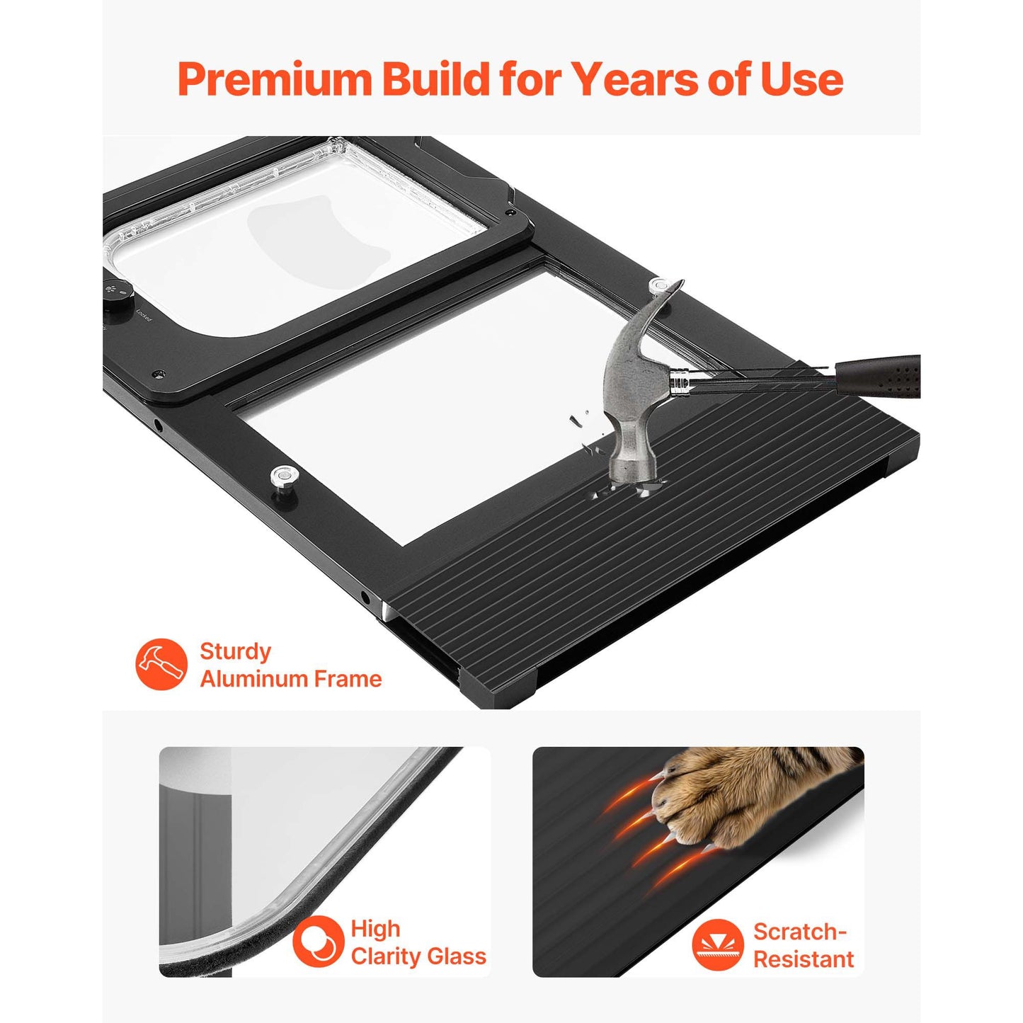 Cat Door for Window, Adjustable to Fit Window Width 31, 4 Secure