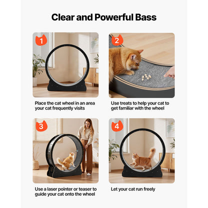 Cat Exercise Wheel, 48 in Wooden Cat Running Wheel for Indoor Cats
