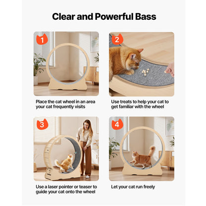 Cat Exercise Wheel, 48 in Wooden Cat Running Wheel for Indoor Cats