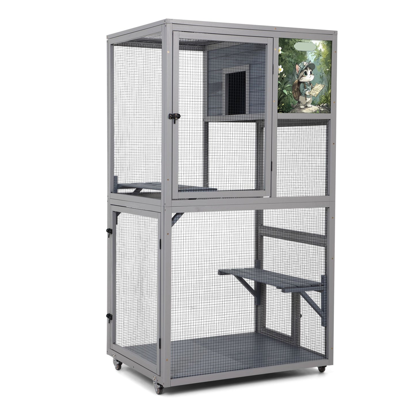 Cat House Catio Outdoor Enclosure with Platforms, 66'' Cat Condos