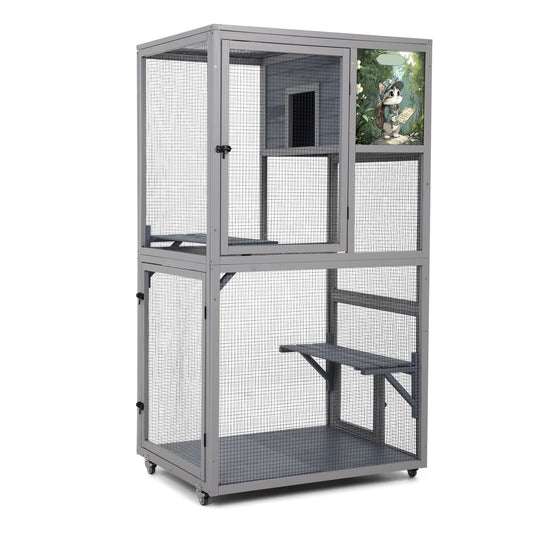 Cat House Catio Outdoor Enclosure with Platforms, 66'' Cat Condos
