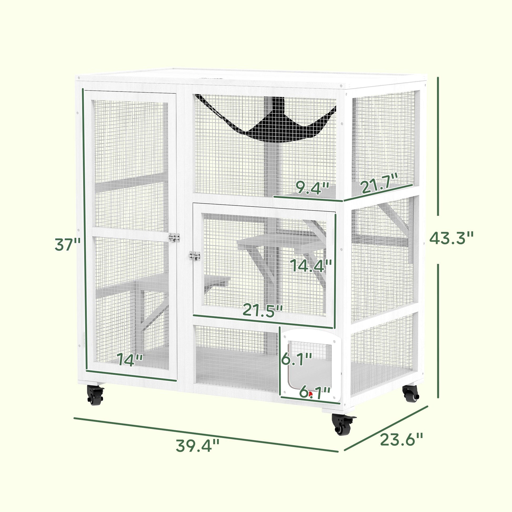Cat House, Indoor Cat Enclosure on Wheels with Openable Top, 39"
