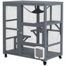 Cat House Indoor Enclosure on Wheels with Openable Top 39 Brown