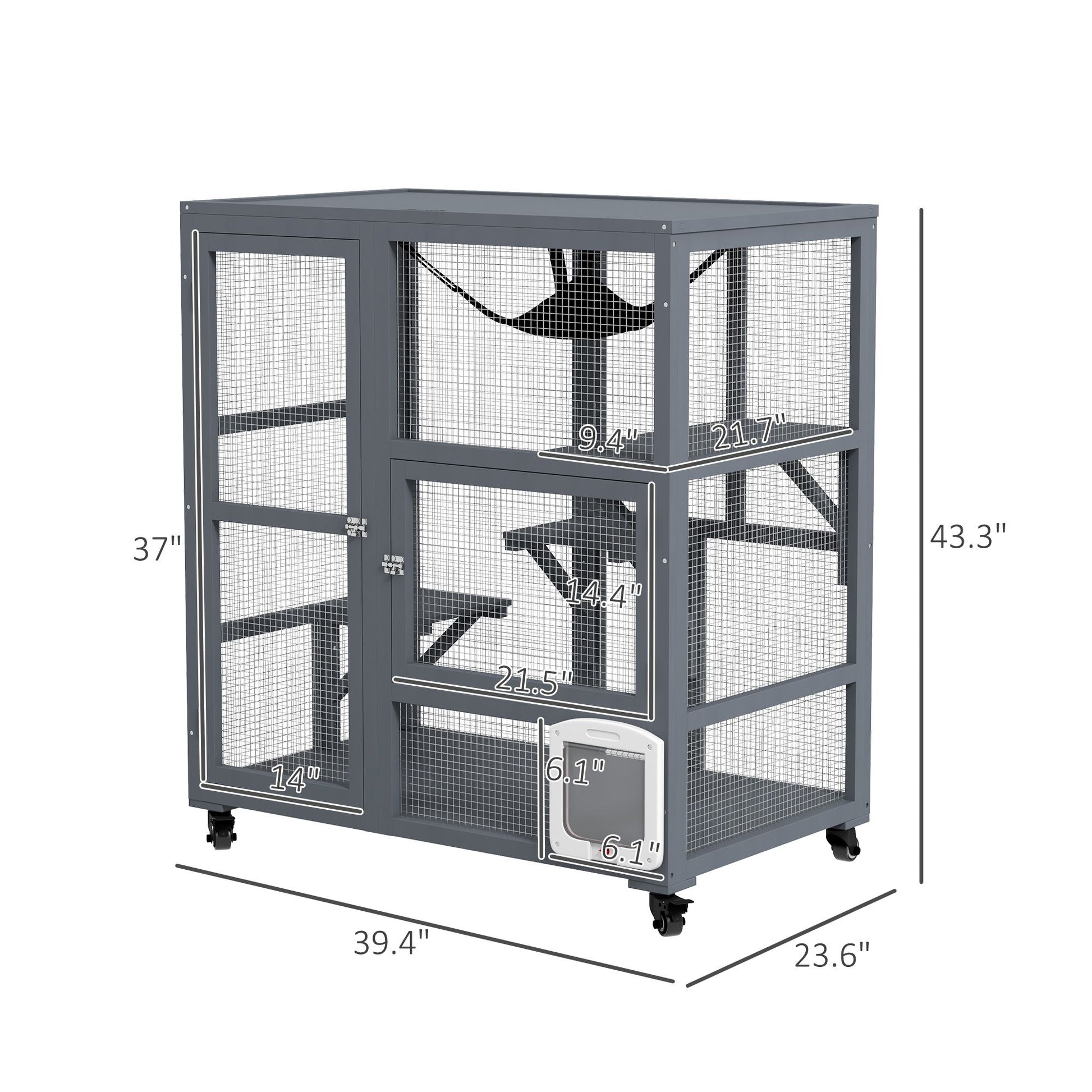 Cat House Indoor Enclosure on Wheels with Openable Top 39 Brown