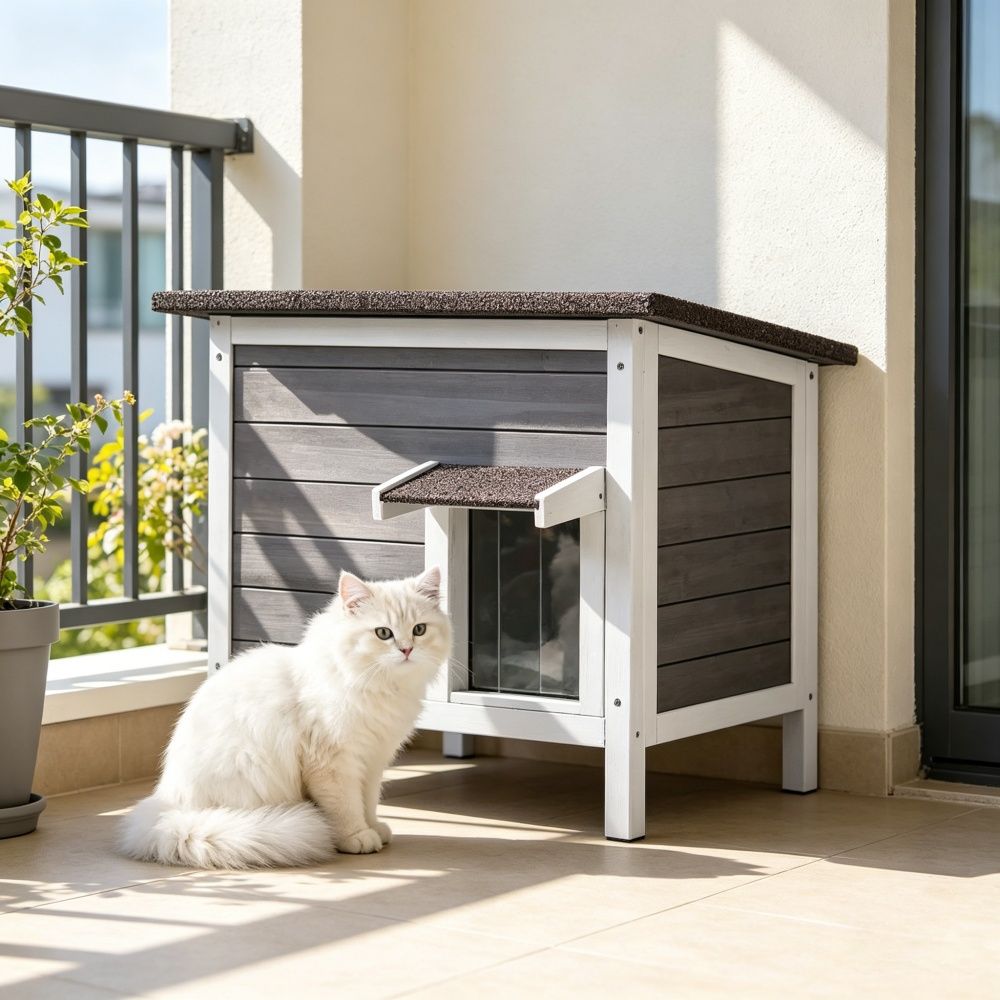Cat House with Easy to Clean and Waterproof Asphalt for Outdoor