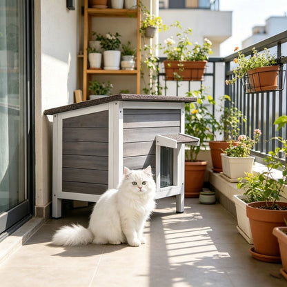 Cat House with Easy to Clean and Waterproof Asphalt for Outdoor