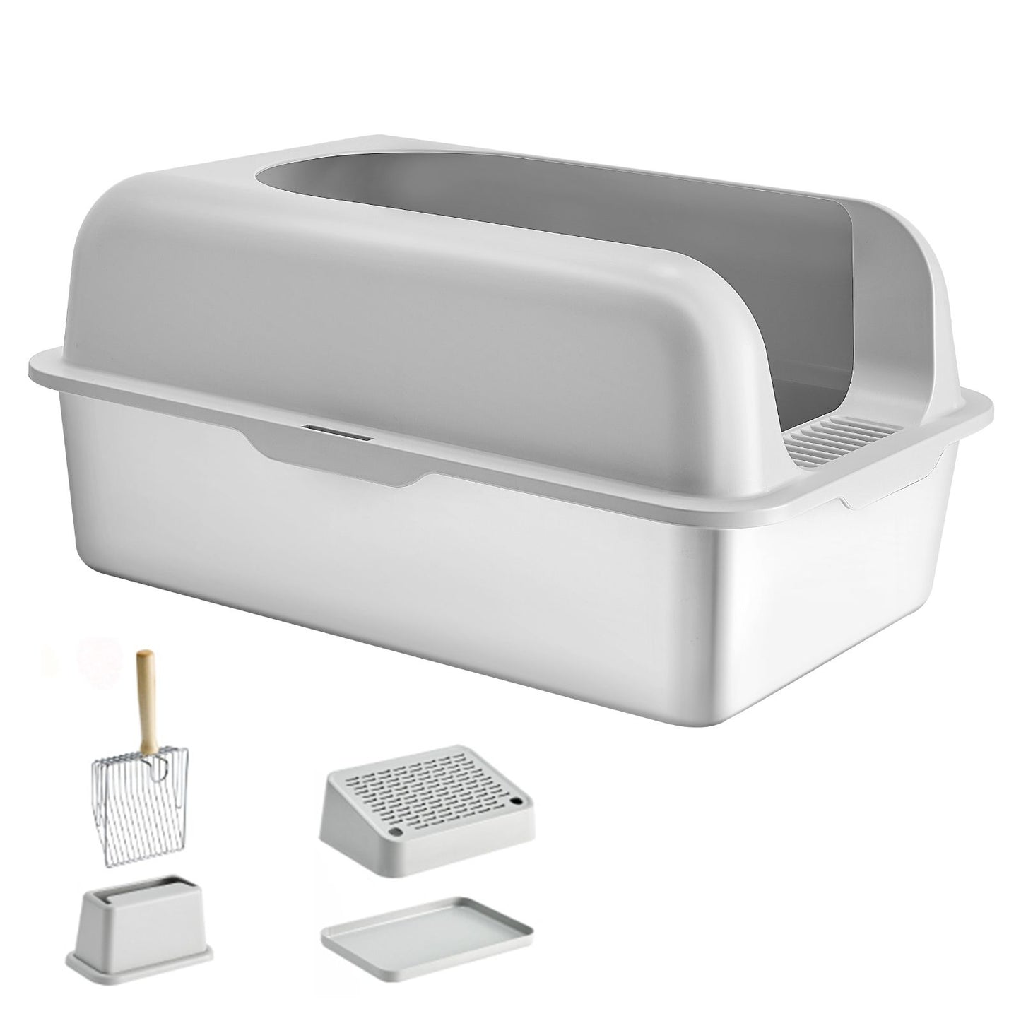 Cat Litter Box, 6 Inches Deep, XL Extra Large Stainless Steel Cat