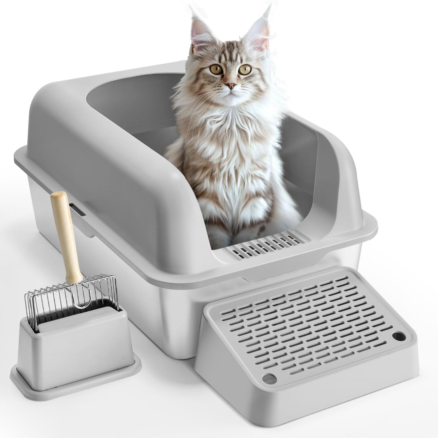 Cat Litter Box, 6 Inches Deep, XL Extra Large Stainless Steel Cat