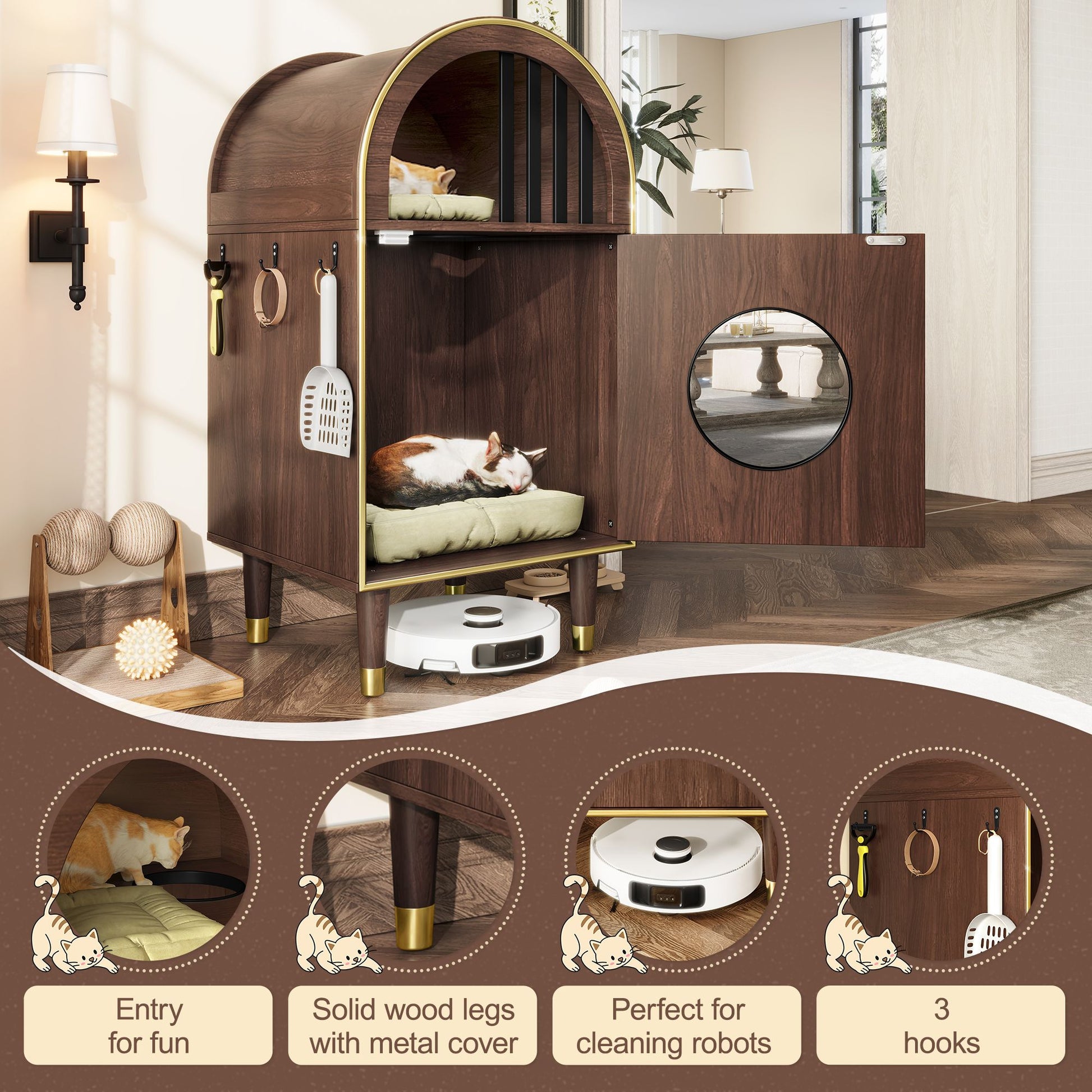 Cat Litter Box Enclosure, 2-in-1 Condo Cat Bed, Cat Shelter