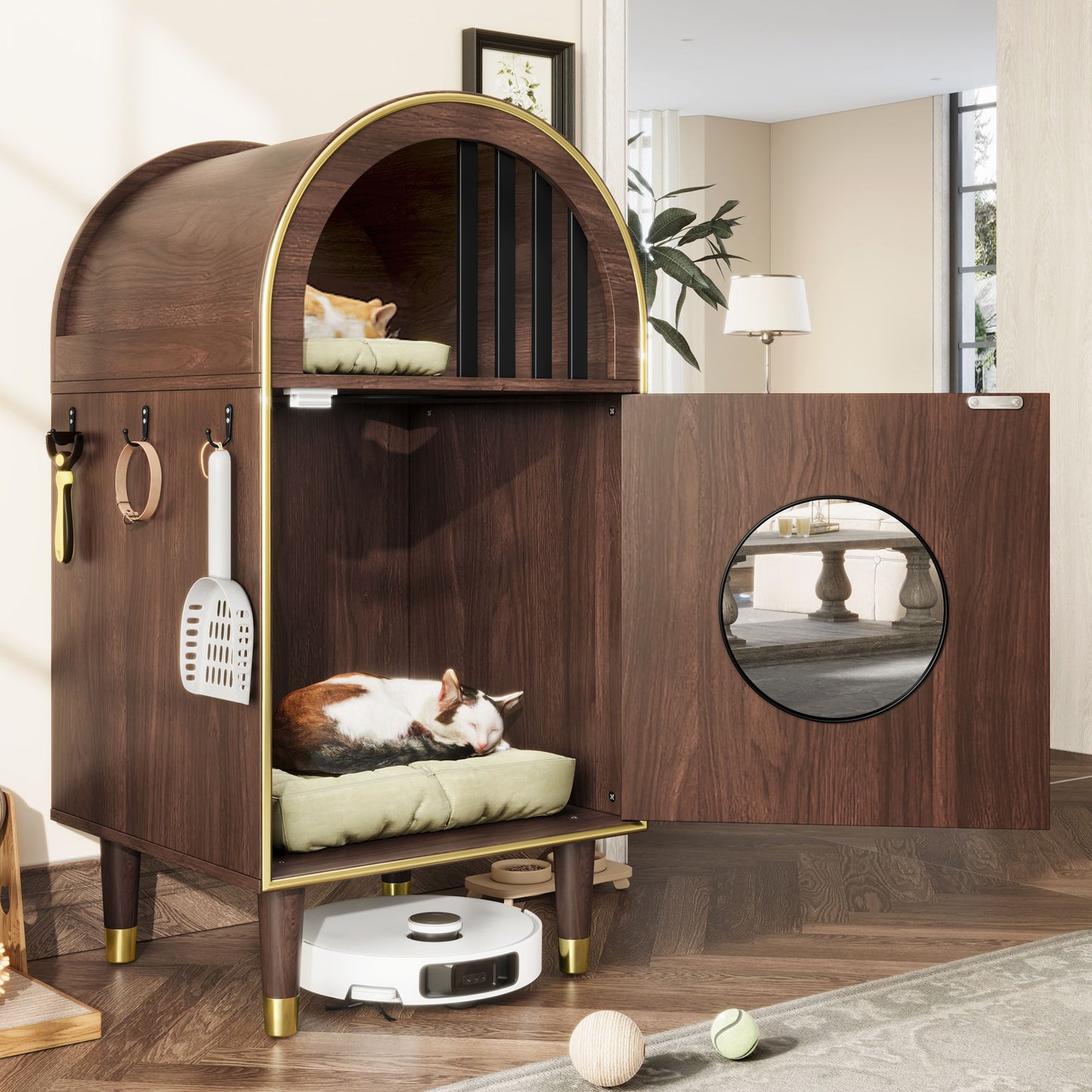 Cat Litter Box Enclosure, 2-in-1 Condo Cat Bed, Cat Shelter