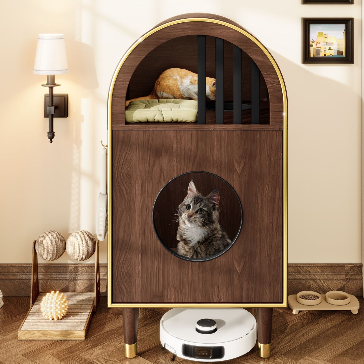 Cat Litter Box Enclosure, 2-in-1 Condo Cat Bed, Cat Shelter