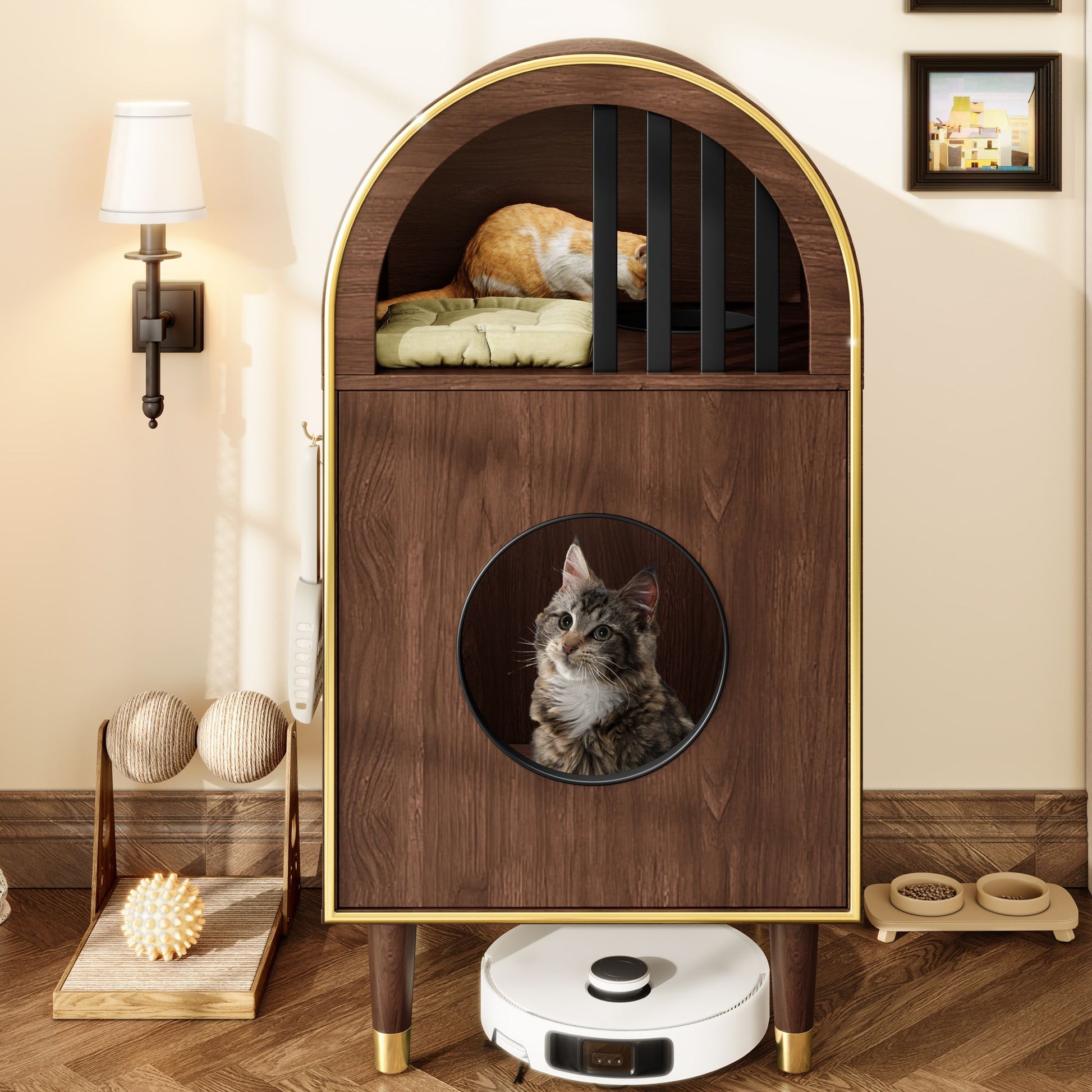 Cat Litter Box Enclosure, 2-in-1 Condo Cat Bed, Cat Shelter