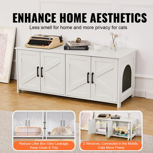 Cat Litter Box Enclosure for 2 Cats, Litter Box Furniture Hidden