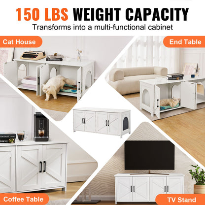 Cat Litter Box Enclosure for 2 Cats, Litter Box Furniture Hidden