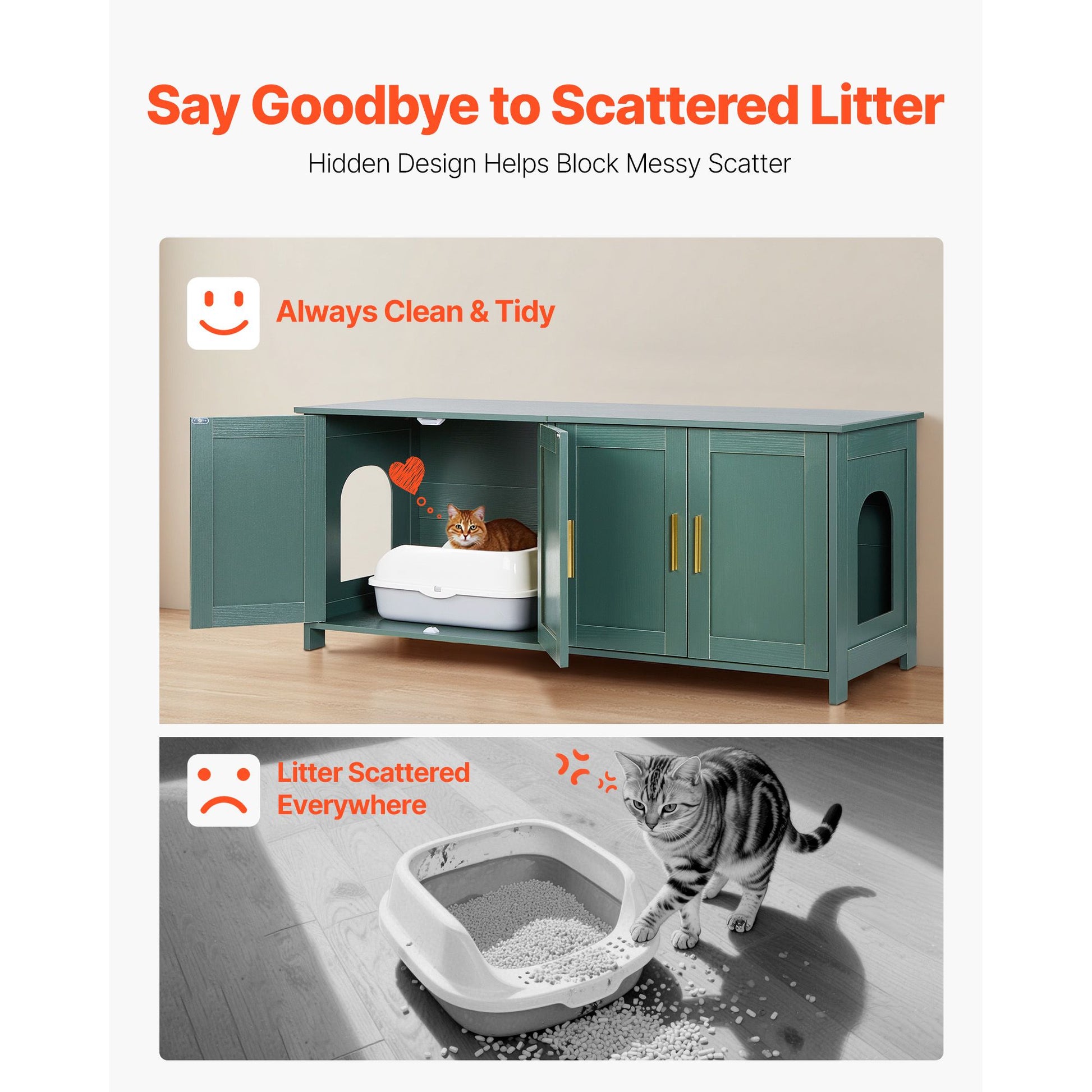 Cat Litter Box Enclosure for Multi Cats, 47.2 in Hidden Litter Box