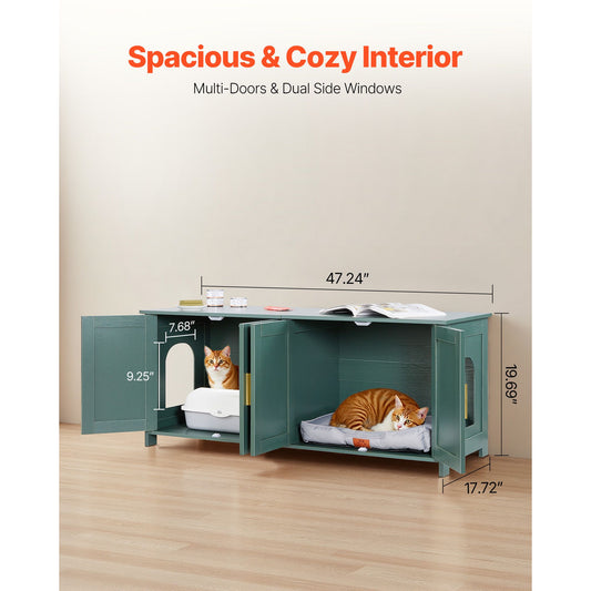 Cat Litter Box Enclosure for Multi Cats, 47.2 in Hidden Litter Box
