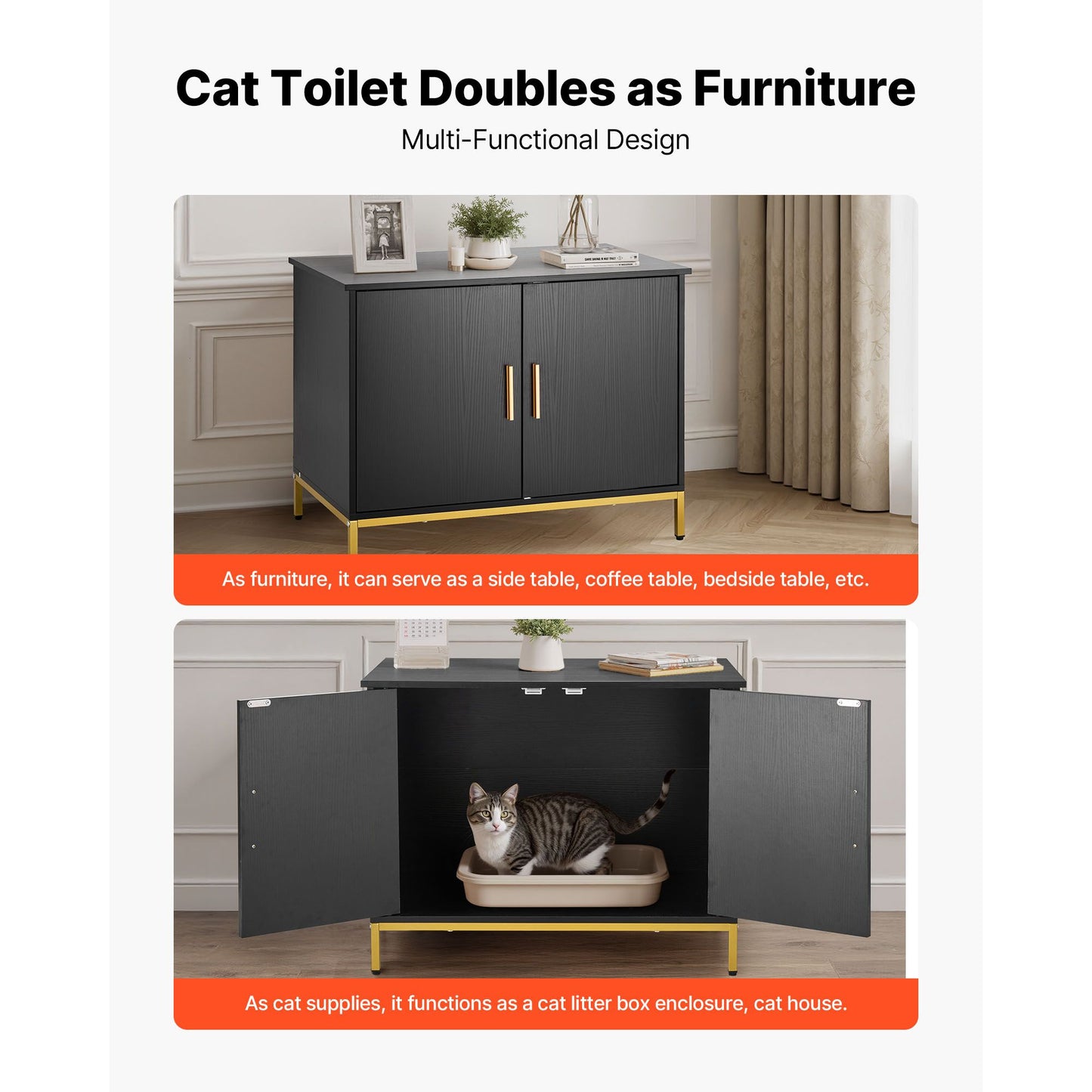 Cat Litter Box Enclosure Furniture, 27.6 in Hidden Litter Box