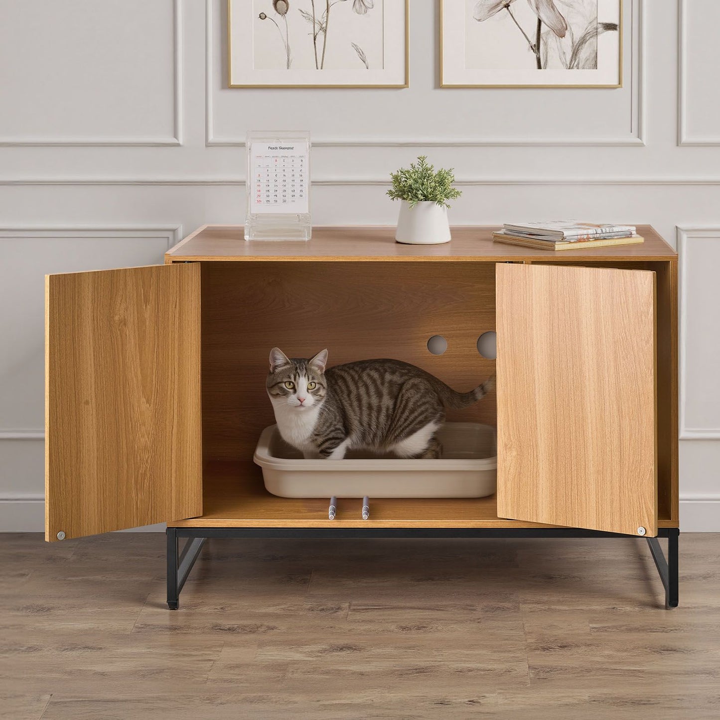Cat Litter Box Enclosure Furniture, 31.5 in Hidden Litter Box