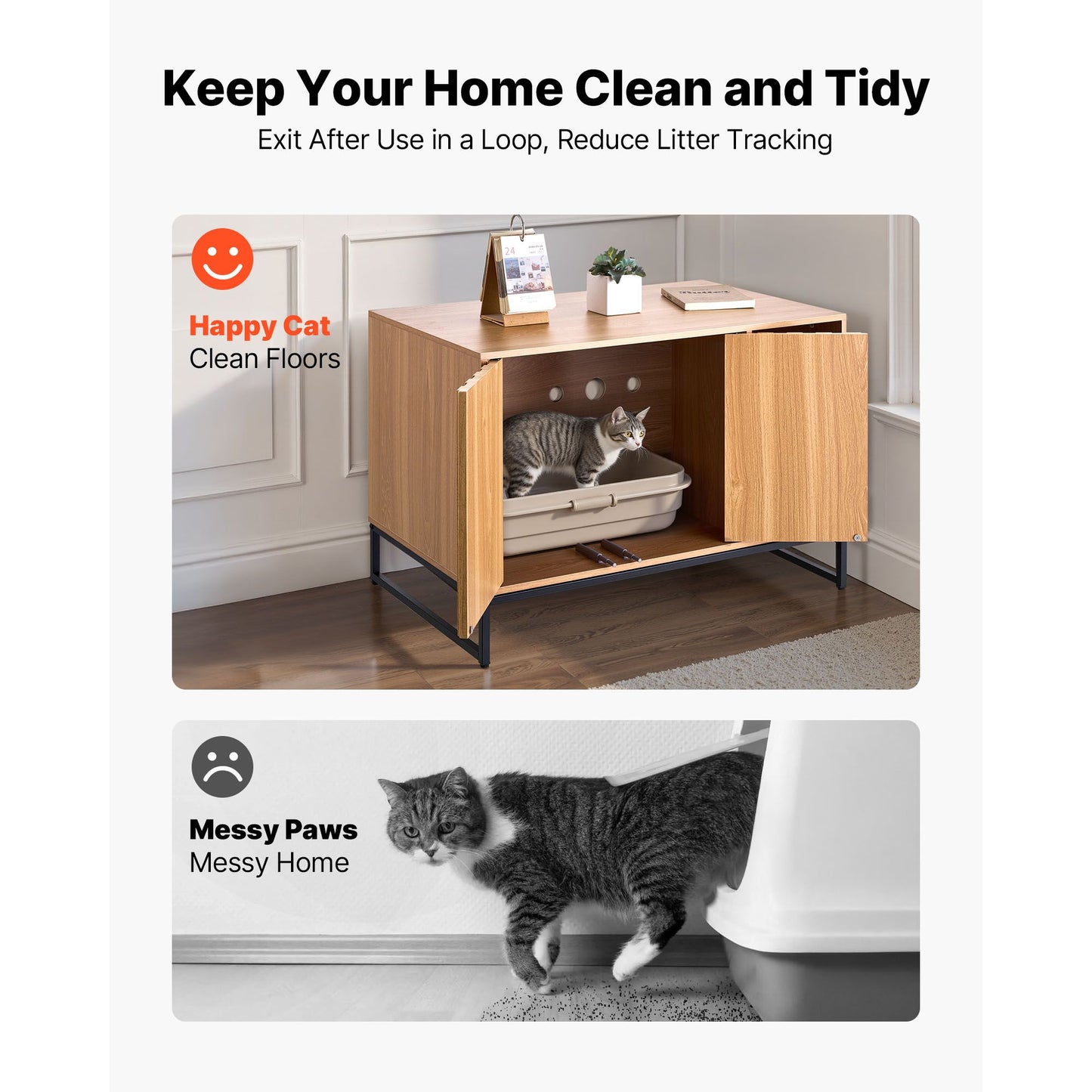 Cat Litter Box Enclosure Furniture, 31.5 in Hidden Litter Box