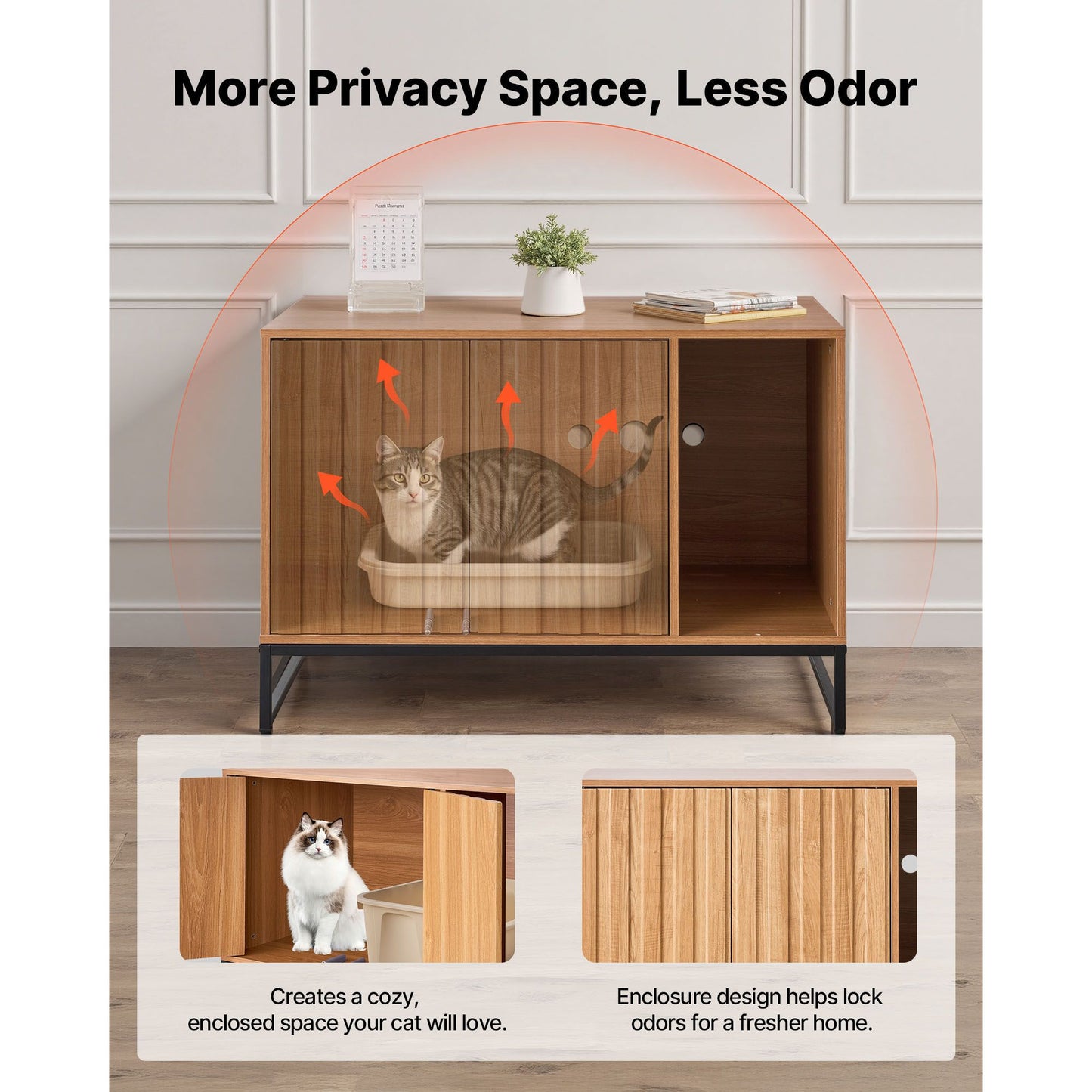 Cat Litter Box Enclosure Furniture, 31.5 in Hidden Litter Box