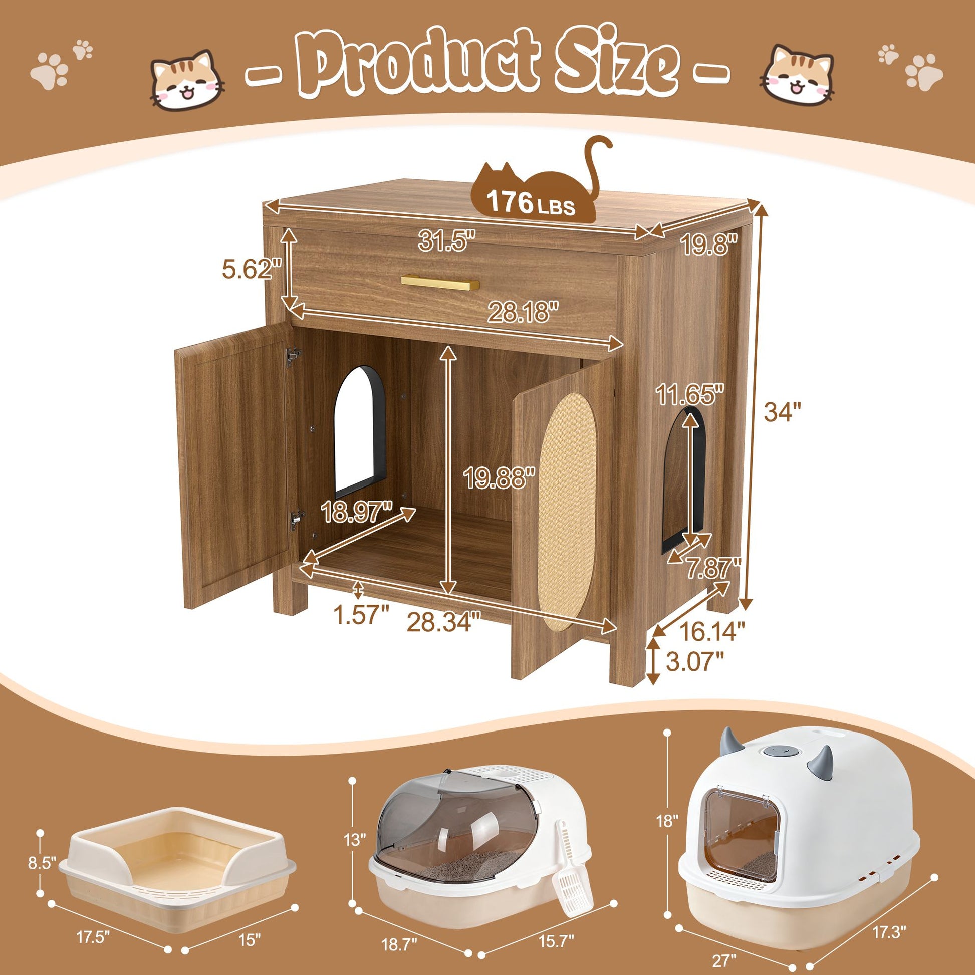 Cat Litter Box Enclosure, Hidden Cat Litter Box Furniture