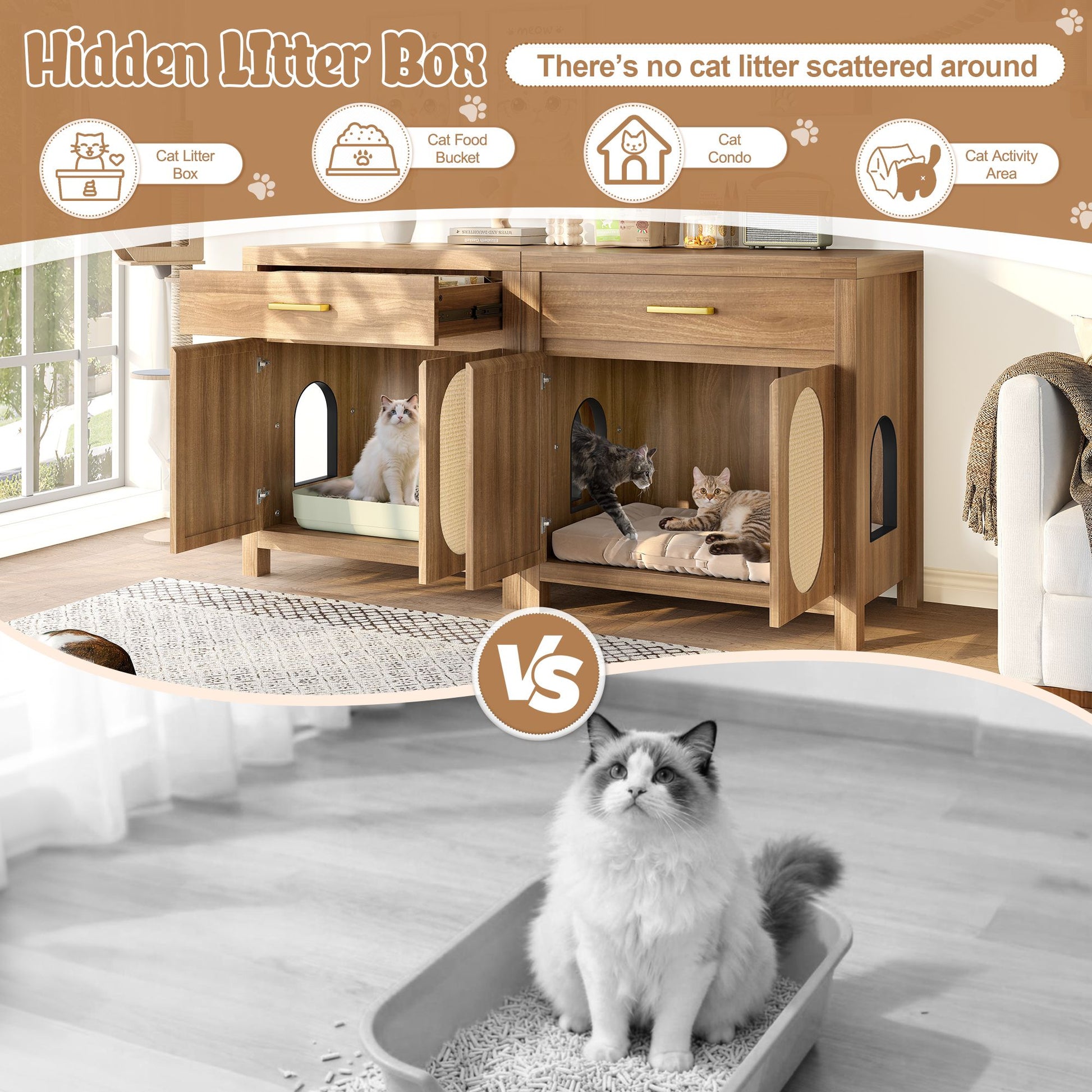 Cat Litter Box Enclosure, Hidden Cat Litter Box Furniture