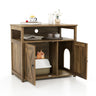 Cat Litter Box Enclosure with Double Barn Doors, Divider, Side