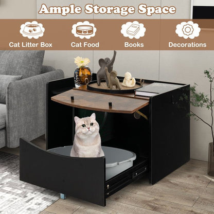 Cat Litter Box Enclosure with Pull-Out Drawer
