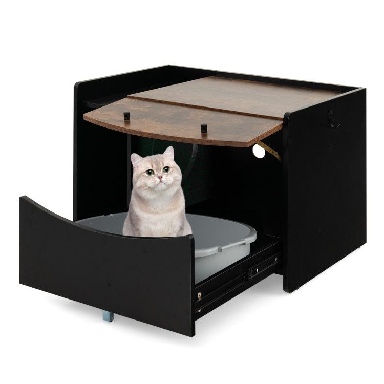 Cat Litter Box Enclosure with Pull-Out Drawer