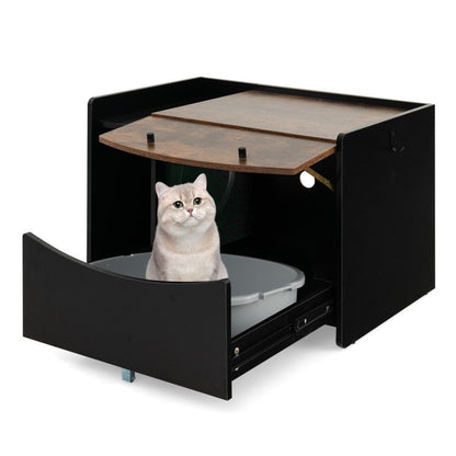 Cat Litter Box Enclosure with Pull-Out Drawer