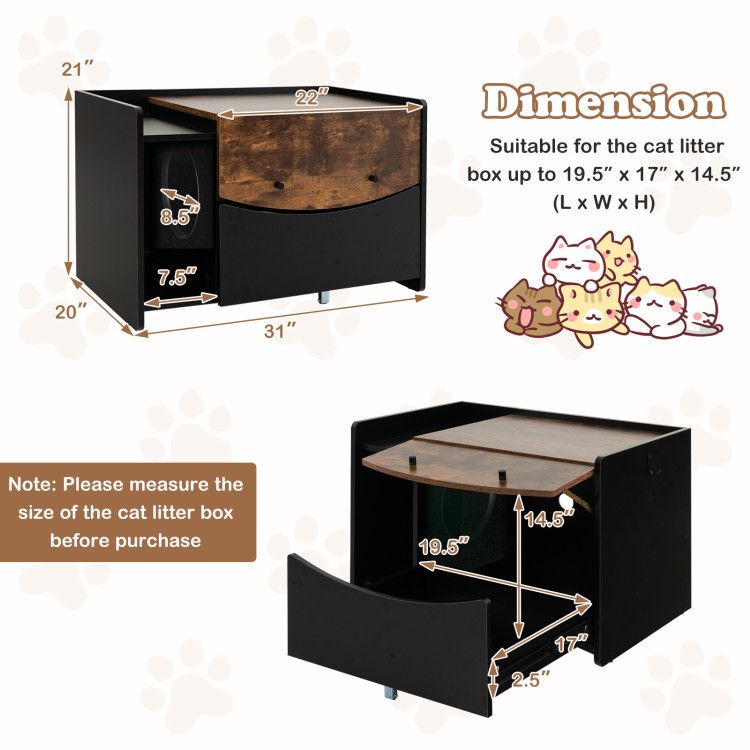 Cat Litter Box Enclosure with Pull-Out Drawer